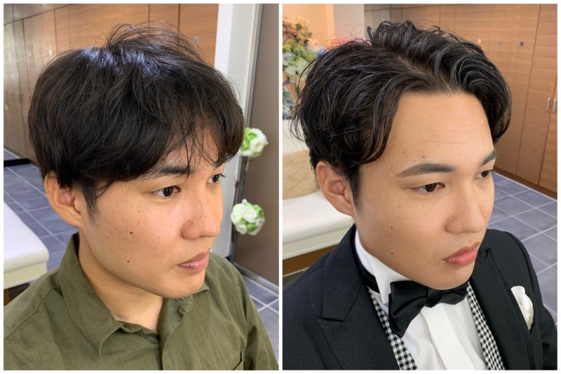 新郎ヘアメイク ビフォーアフター